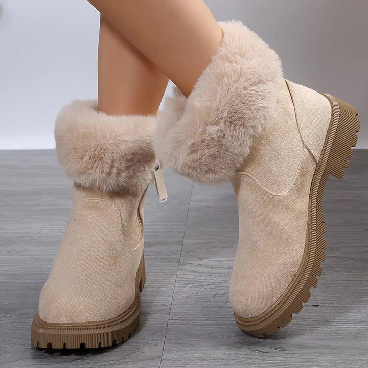 Bottines d'hiver pour femmes avec bordures en peluche - Elinea