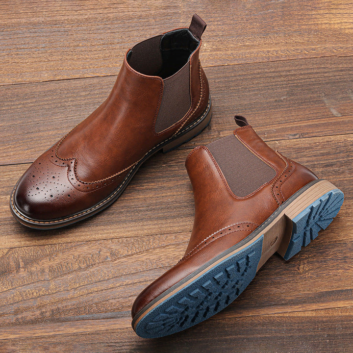 Bottines brogue en cuir sculpté pour hommes - Alrik