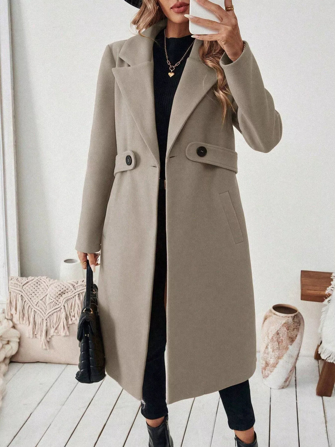 Manteau croisé en laine structurée pour femme - Aurenne