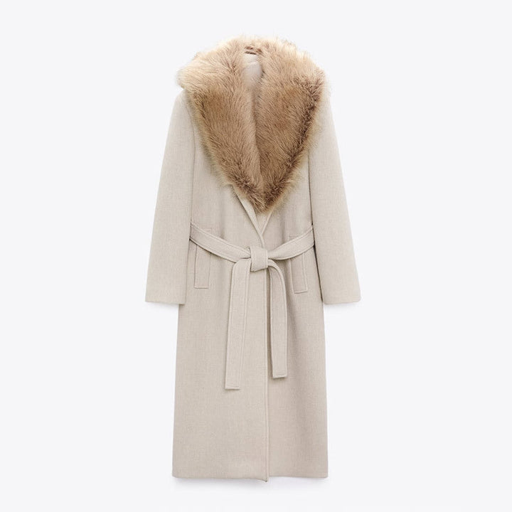 Manteau long pour femme avec col enveloppant et fermeture croisée - Eirlys