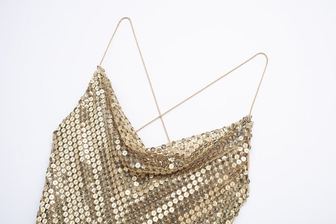 Robe à paillettes pour femme avec un léger drapé - Mirelan