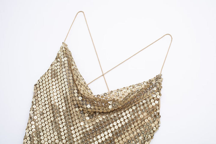 Robe à paillettes pour femme avec un léger drapé - Mirelan
