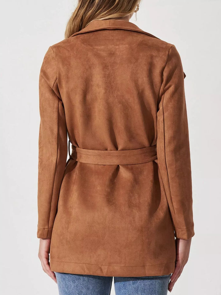 Veste en daim souple à col large - Celinne