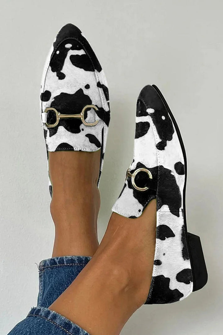 Mocassins pour femmes à imprimé animalier et quincaillerie métallique - Darela