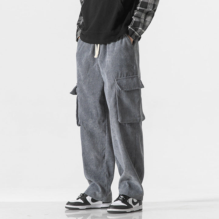 Pantalon cargo à coupe droite en velours côtelé pour hommes - Hugo