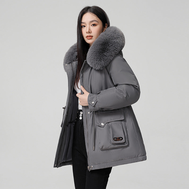 Manteau matelassé pour femme avec col en fourrure synthétique - Mirela