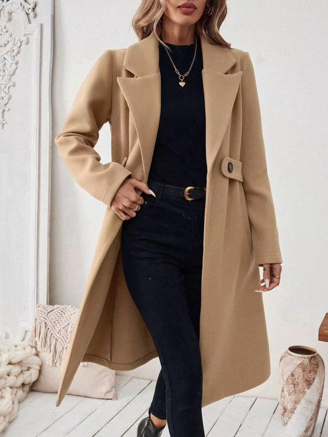 Manteau croisé en laine structurée pour femme - Aurenne