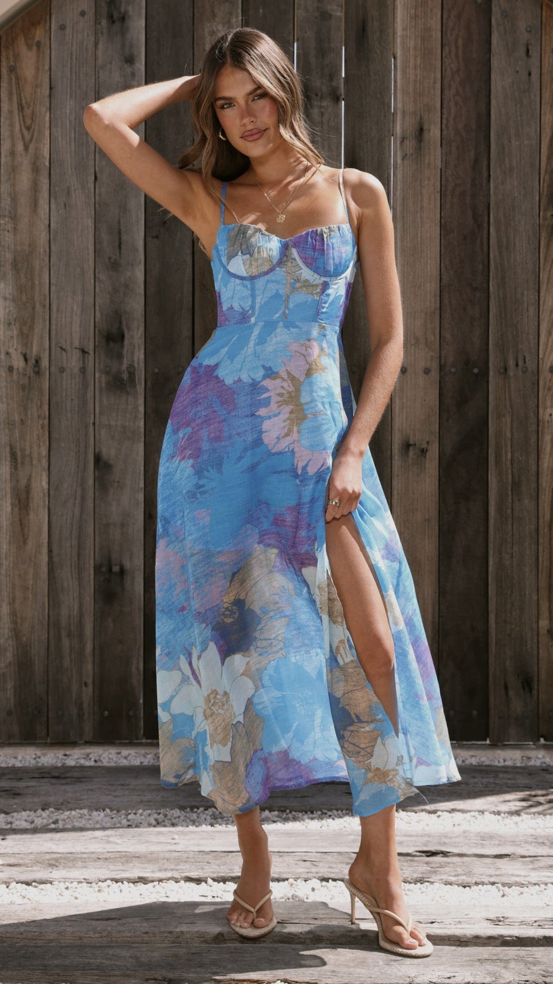 Robe de soirée longue à imprimé floral - Nancy