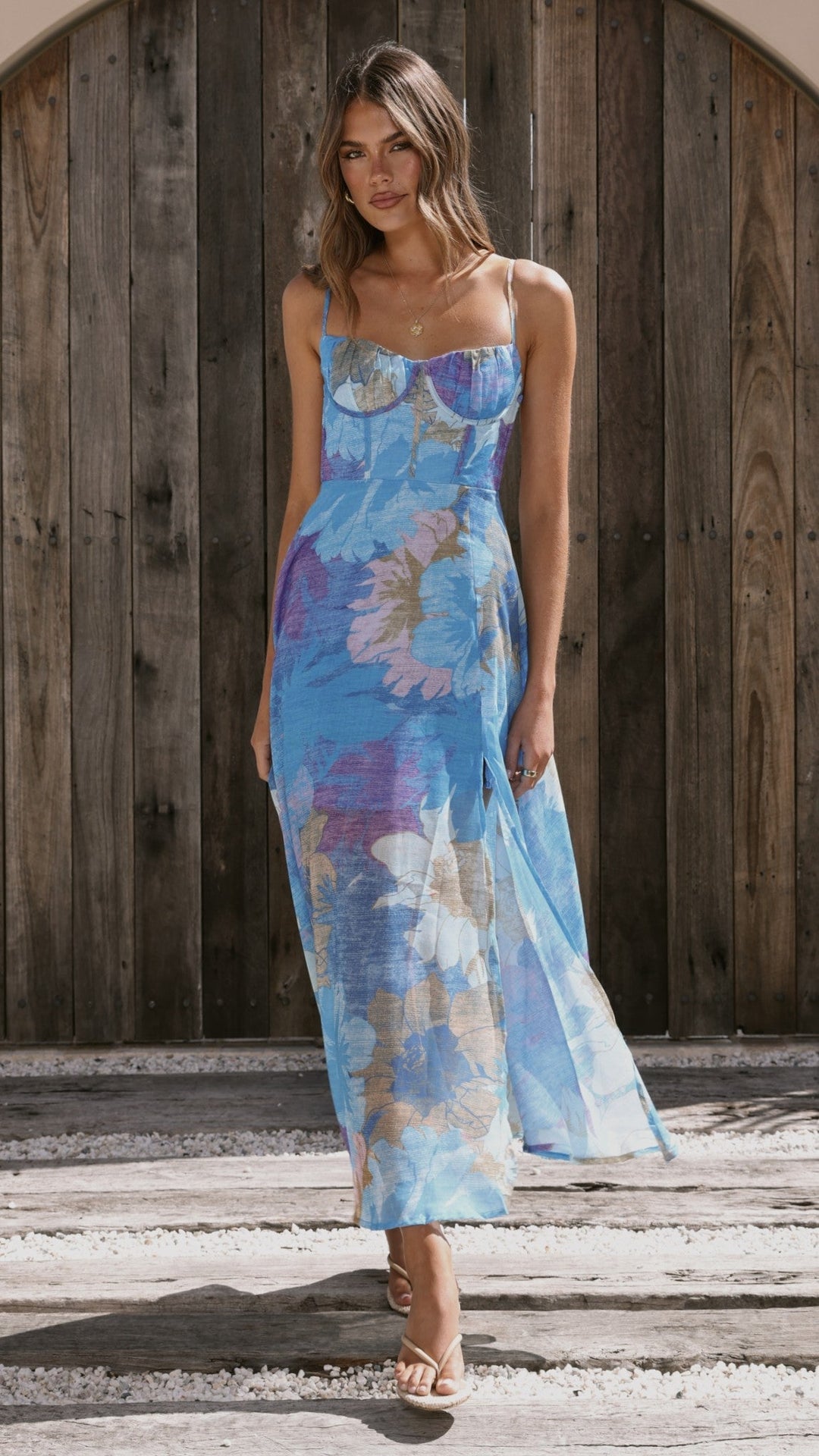 Robe de soirée longue à imprimé floral - Nancy