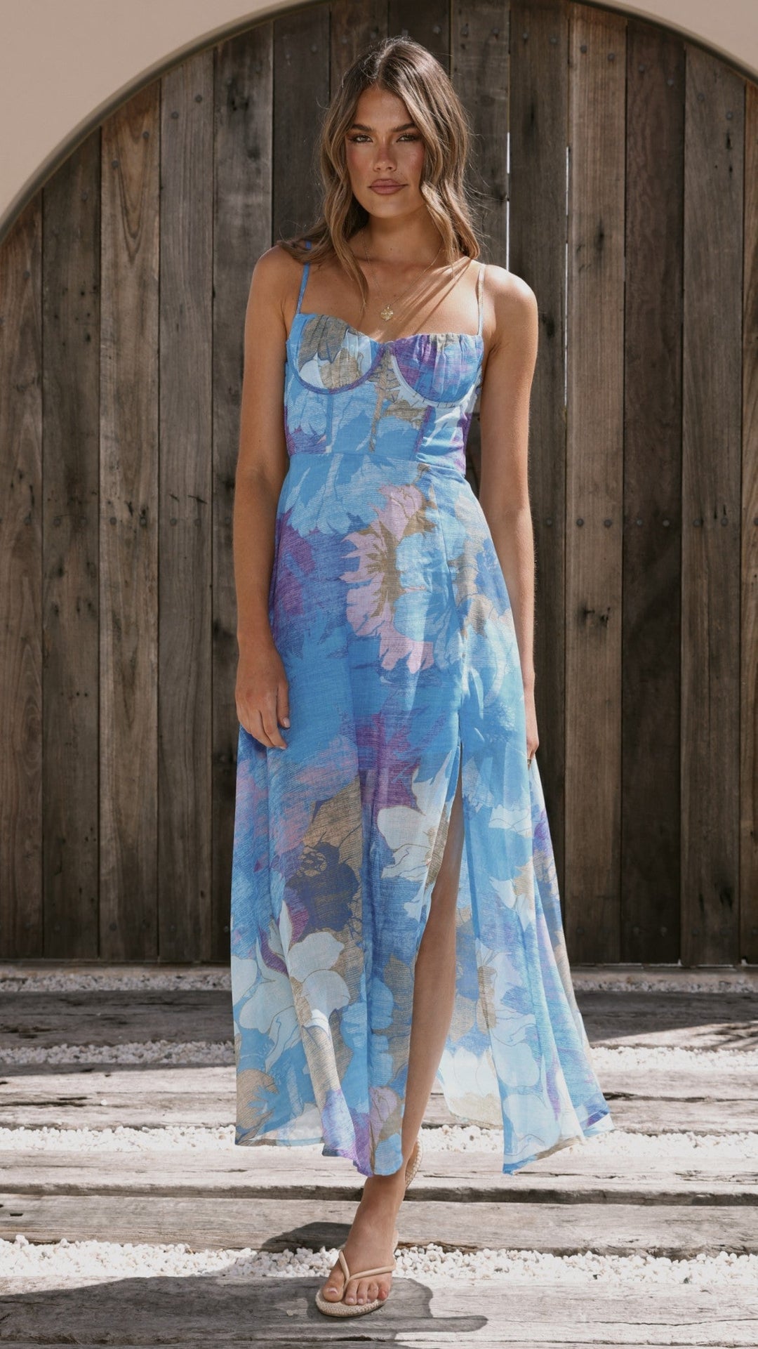 Robe de soirée longue à imprimé floral - Nancy