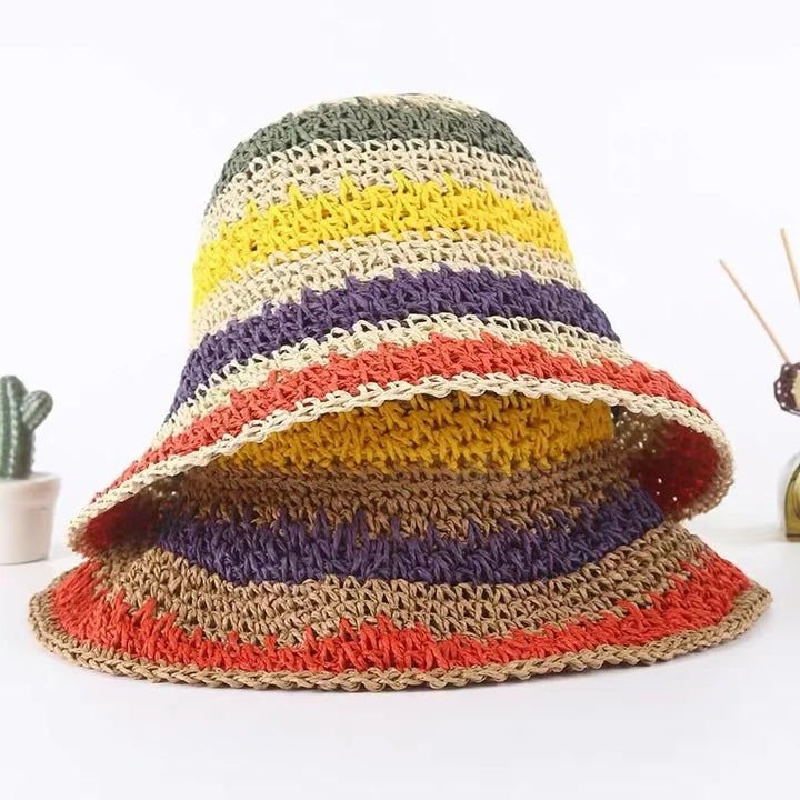 Chapeau seau coloré mode tissé à la main