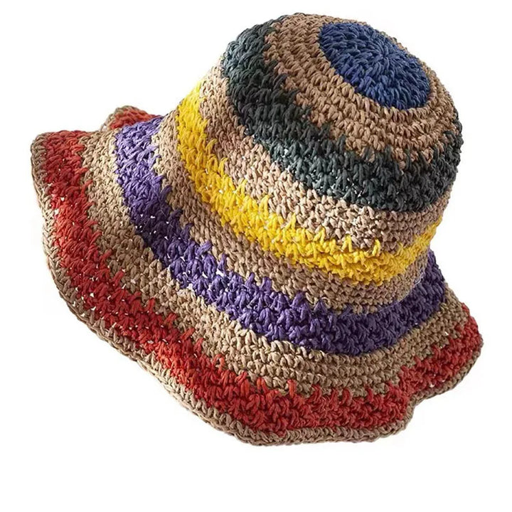 Chapeau seau coloré mode tissé à la main
