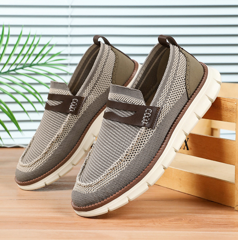 Mocassins tissés pour hommes avec bande de propreté sur le cou-de-pied et semelle flexible - Bill