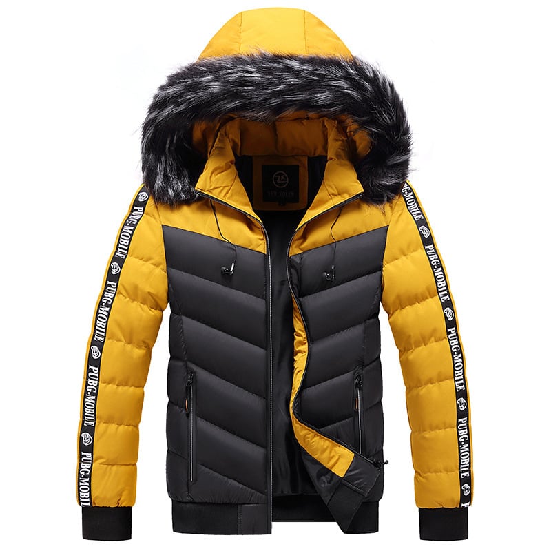 Veste matelassée pour homme avec capuche en fourrure synthétique - Elian
