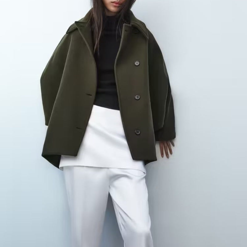 Manteau court en laine avec col polo - Noelle