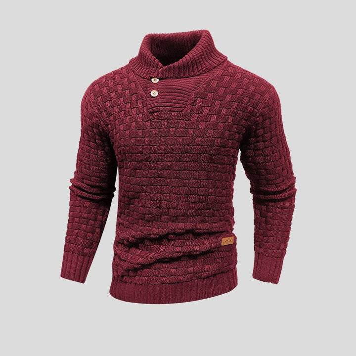Pull en maille à col roulé boutonné pour homme - Keldor