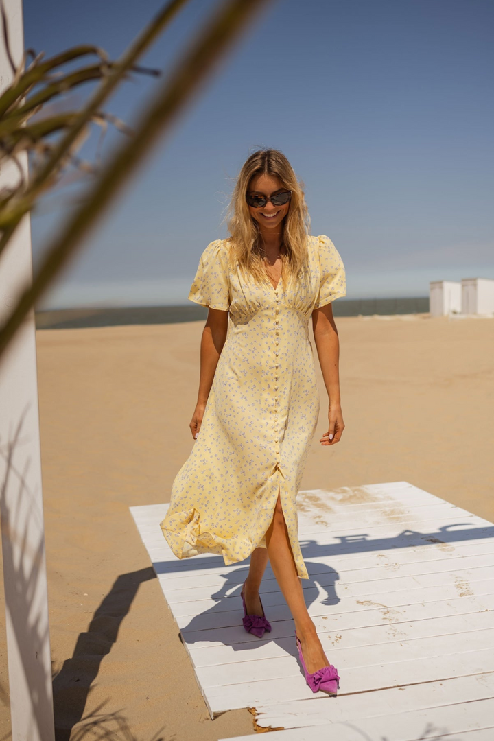 Robe midi légère avec fente sur le devant pour femmes - Lamal