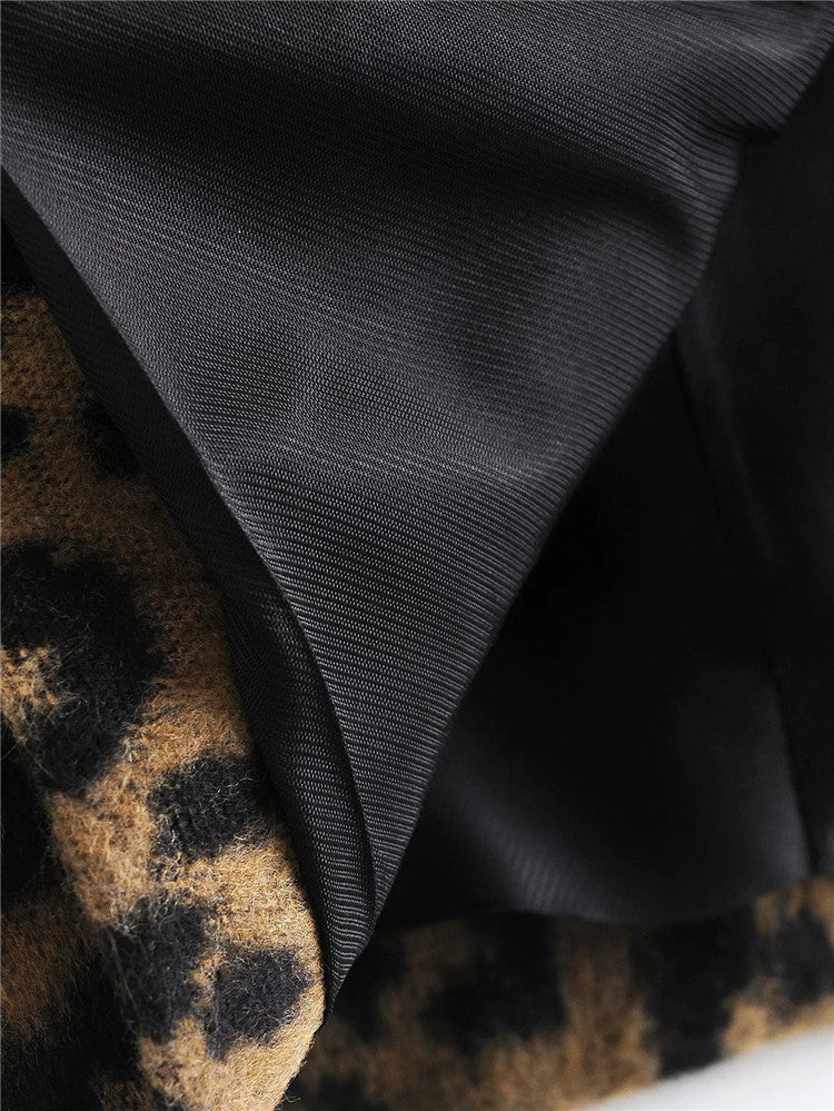 Manteau léopard coupe droite à revers pour femme - Frida