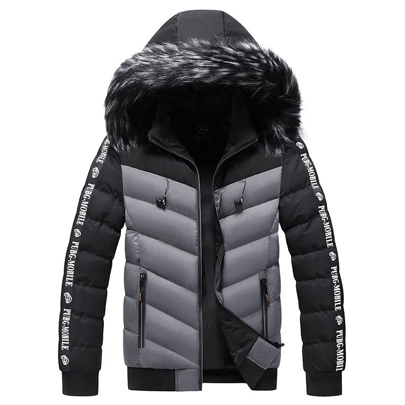Veste matelassée pour homme avec capuche en fourrure synthétique - Elian
