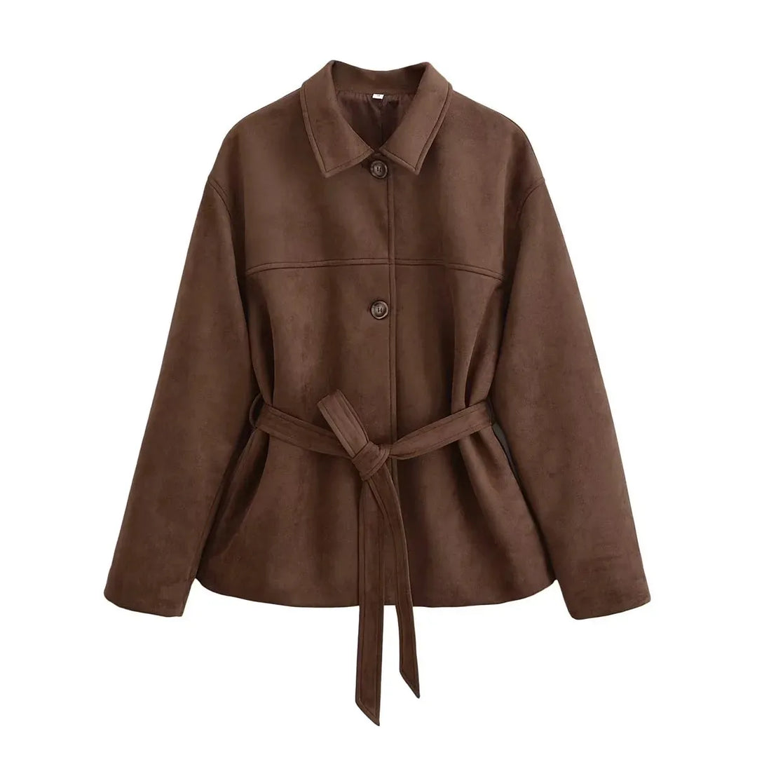 Veste en daim pour femme avec ceinture - Avelise