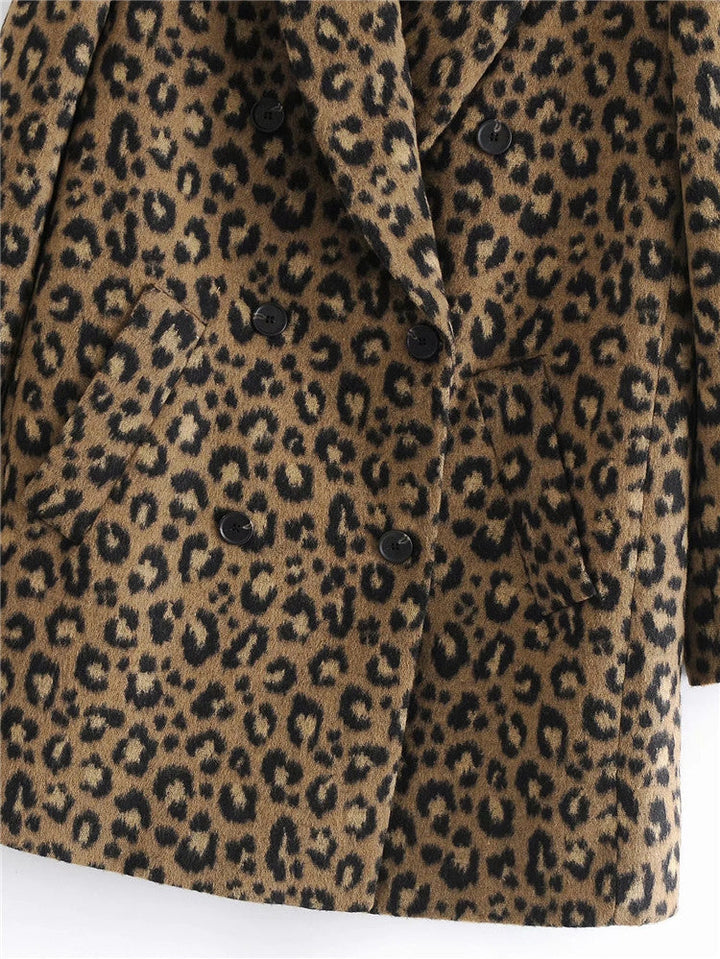 Manteau léopard coupe droite à revers pour femme - Frida