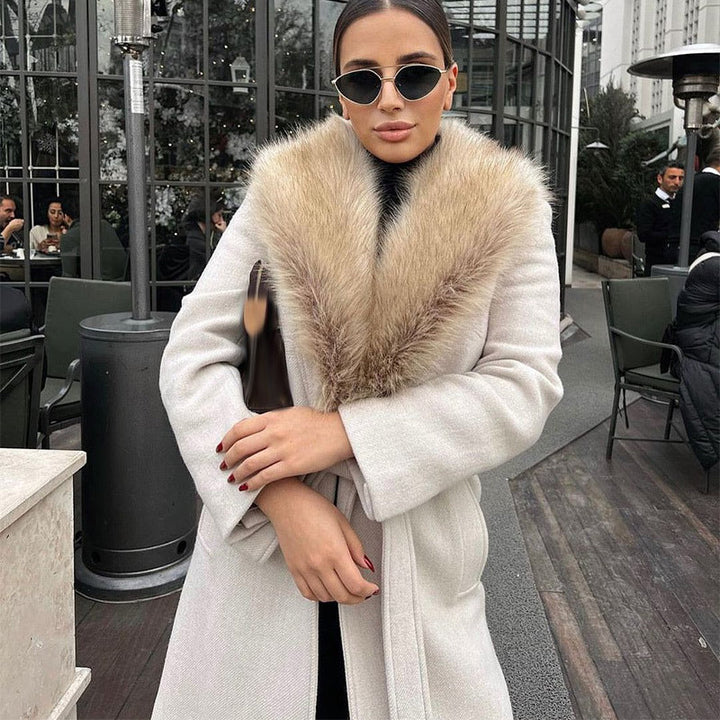 Manteau long pour femme avec col enveloppant et fermeture croisée - Eirlys