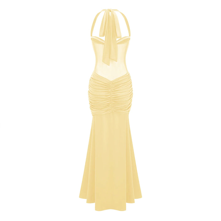 Élégante robe longue pour femme avec encolure dos nu et drapé - Elira