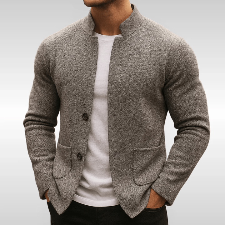 Cardigan homme à col Perkins, boutons et poches plaquées - Alaric