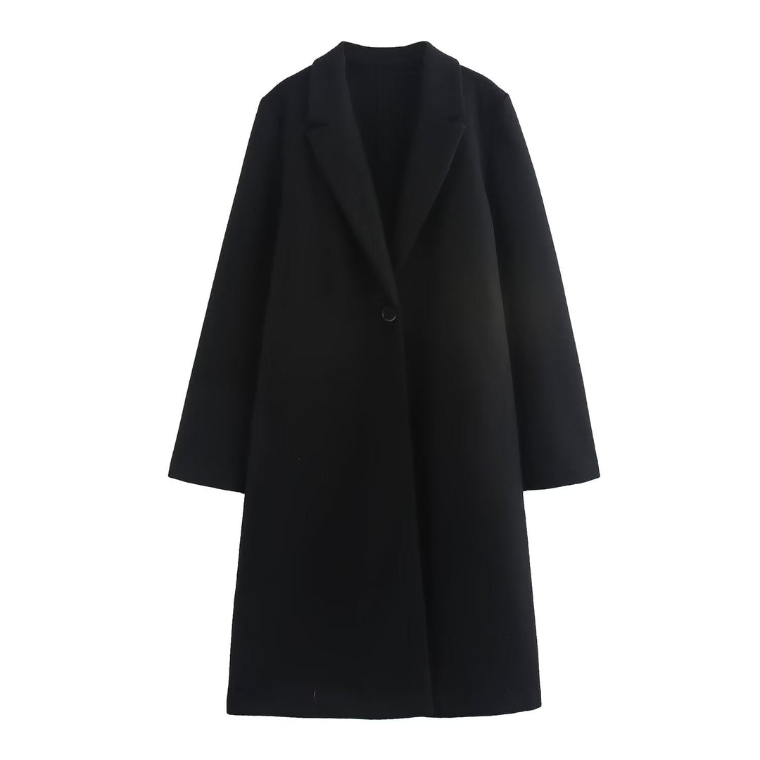 Manteau long minimaliste à revers classique pour femme - Tessa