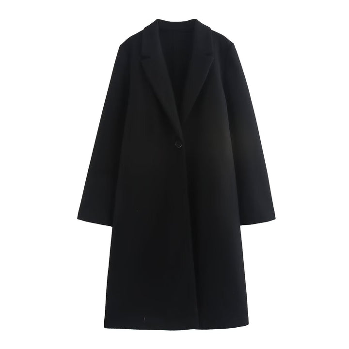 Manteau long minimaliste à revers classique pour femme - Tessa