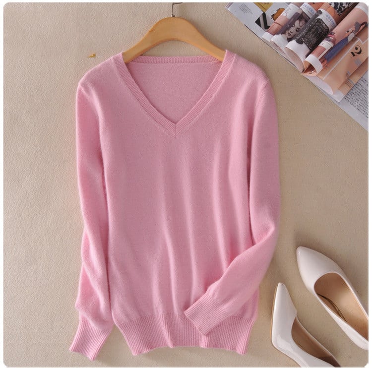 Pull en maille à col en V pour femmes - Anika