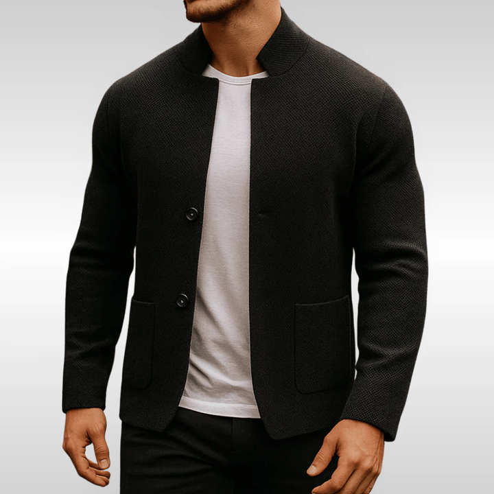 Cardigan homme à col Perkins, boutons et poches plaquées - Alaric