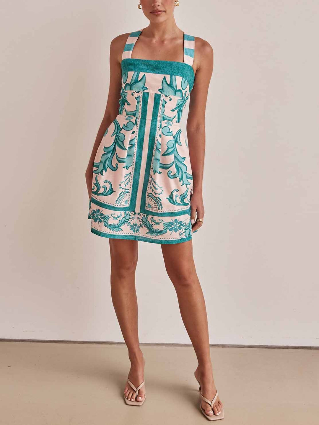 Robe courte imprimée pour femme, coupe A-line raffinée - Mireya