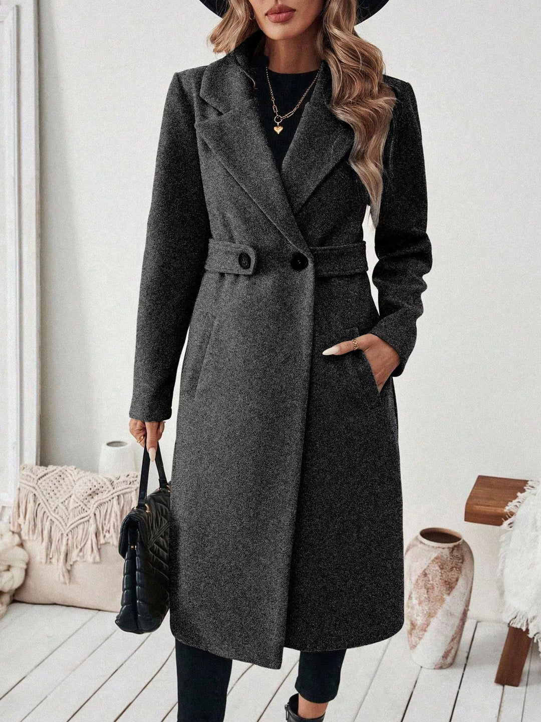 Manteau croisé en laine structurée pour femme - Aurenne