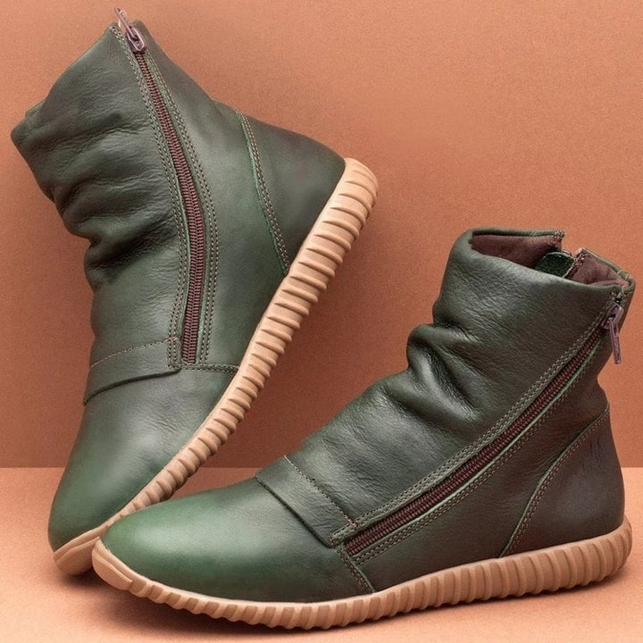 Bottes structurées en cuir à mi-mollet pour femmes - Zena