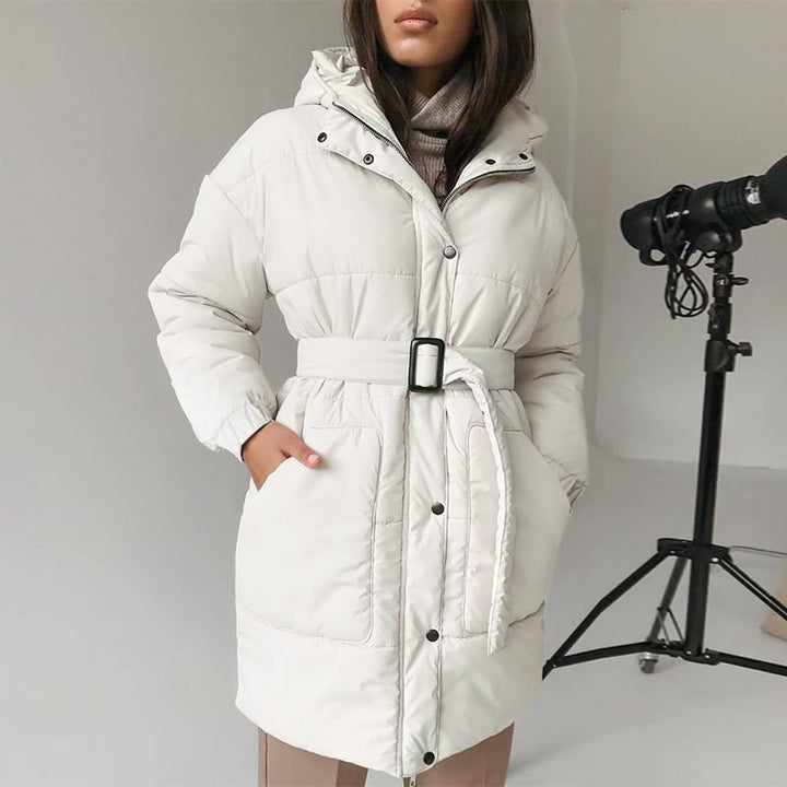 Manteau matelassé à effet plume avec ceinture pour femme - Arvella