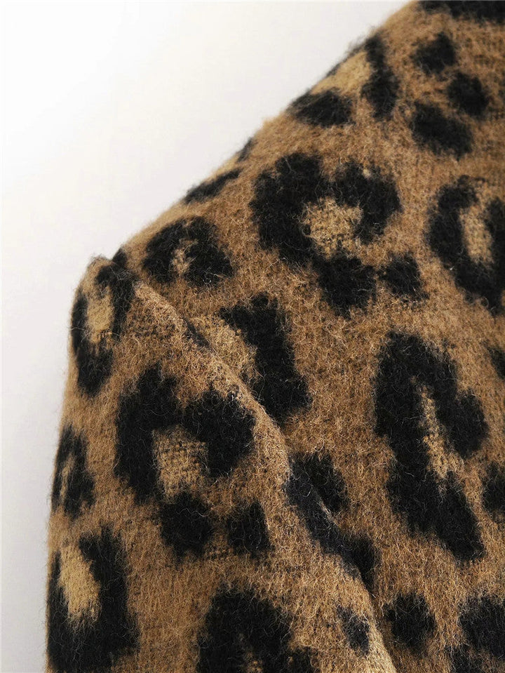 Manteau léopard coupe droite à revers pour femme - Frida