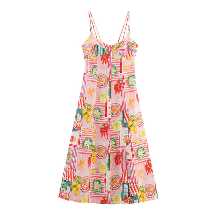 Robe midi à imprimé artistique printanier pour femmes - Bianca