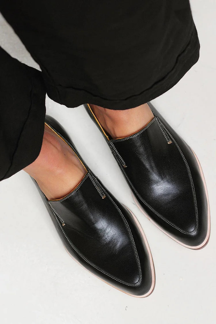 Mocassins plats pour femmes en cuir avec couture - Vireka