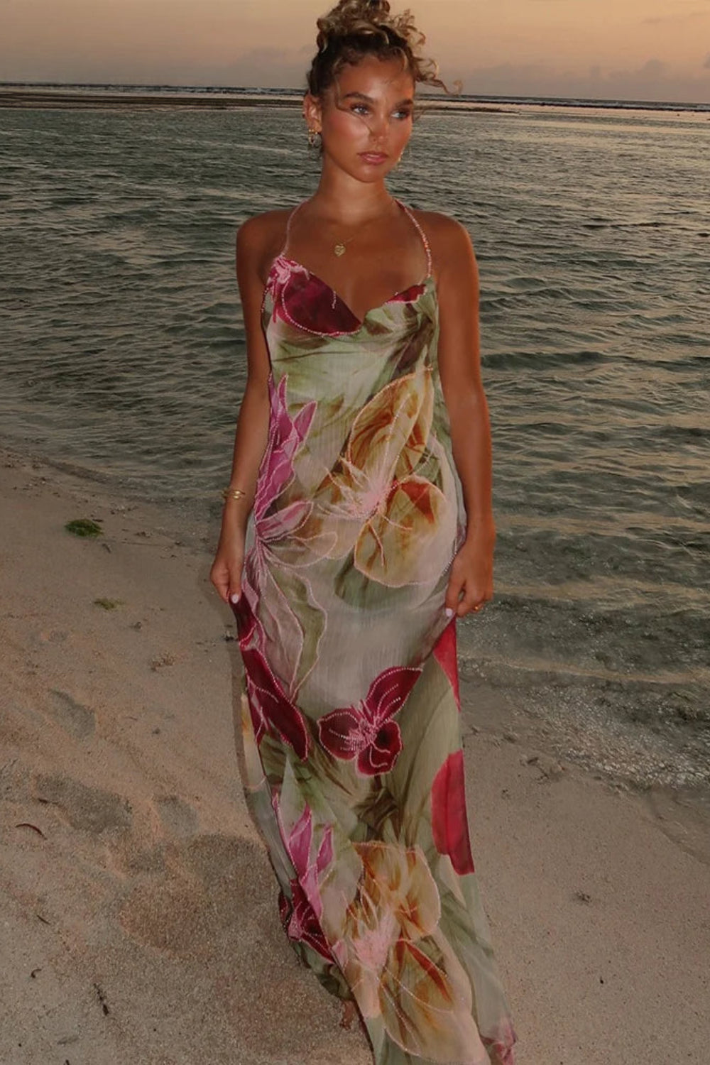 Robe longue à fines bretelles pour femme - Samantha