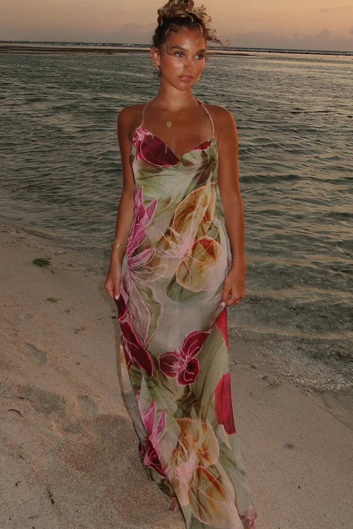 Robe longue à fines bretelles pour femme - Samantha
