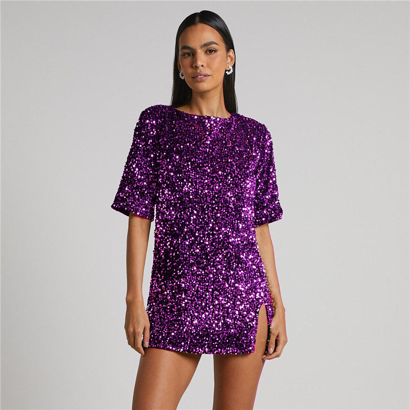 Robe à paillettes à effet lumineux pour femme - Salyen