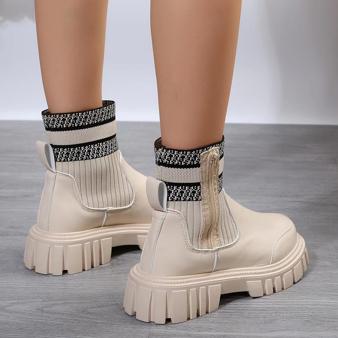 Bottines à semelles épaisses pour femmes, style patchwork - Marisse