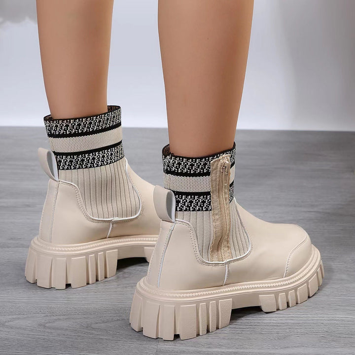 Bottines à semelles épaisses pour femmes, style patchwork - Marisse