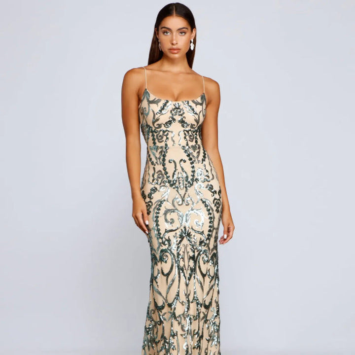 Robe de soirée pour femme avec effet brodé de paillettes - Kalea
