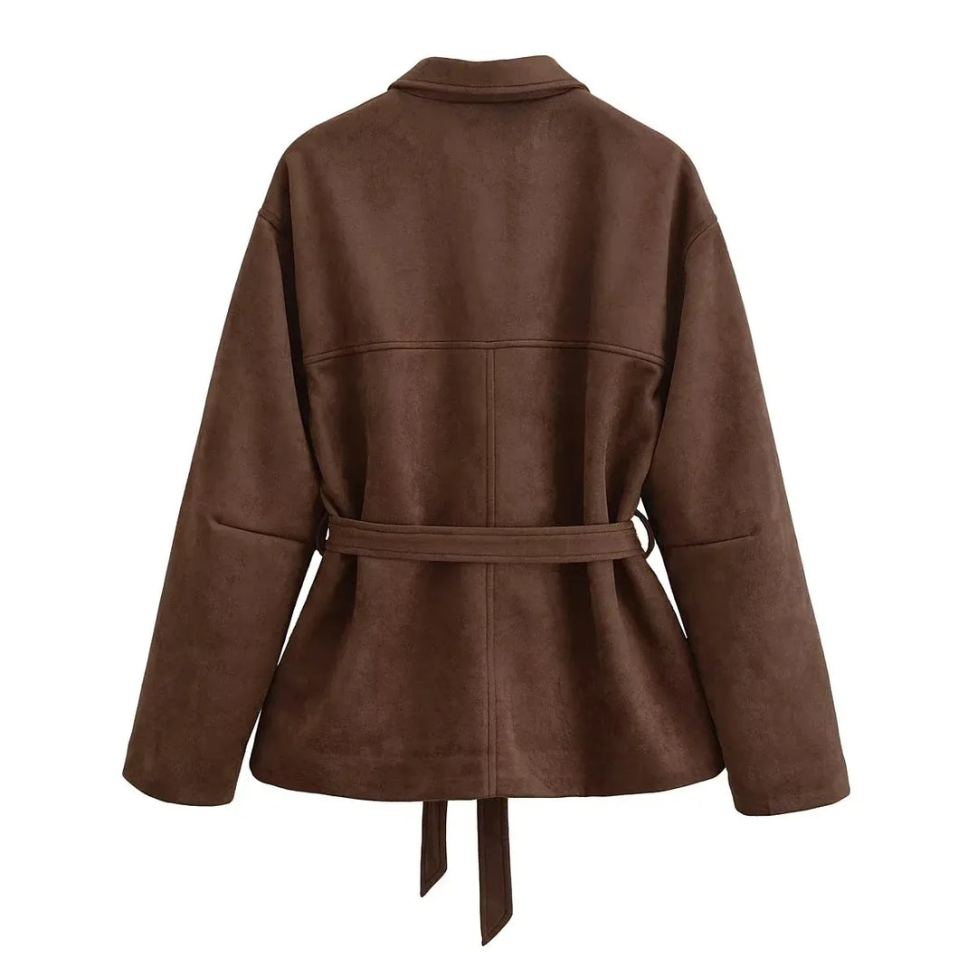 Veste en daim pour femme avec ceinture - Avelise