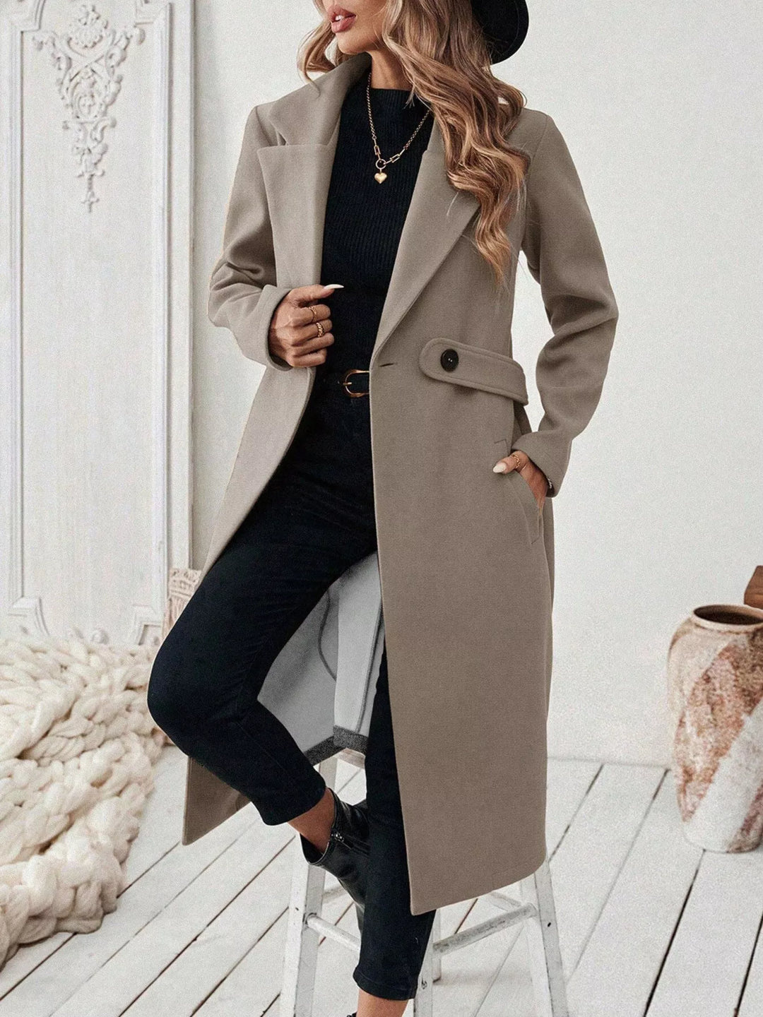 Manteau croisé en laine structurée pour femme - Aurenne