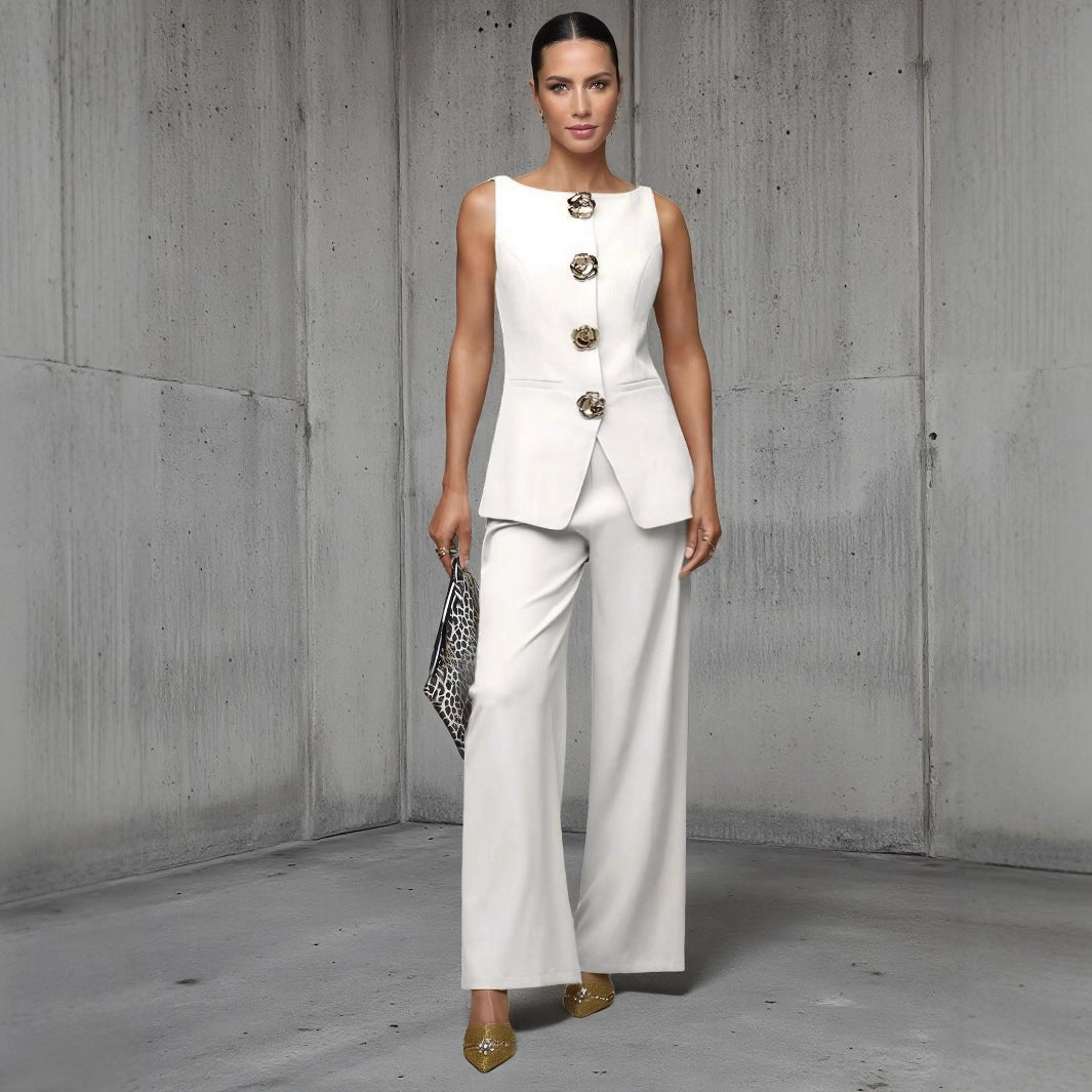 Ensemble sans manches et pantalon large pour femme - Elira