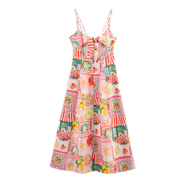 Robe midi à imprimé artistique printanier pour femmes - Bianca