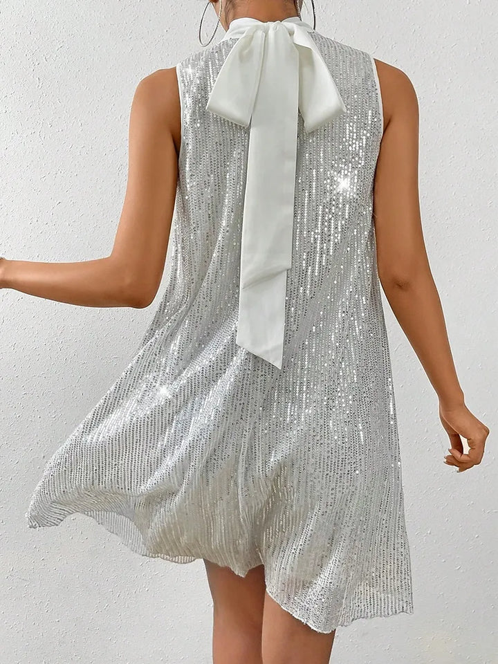 Robe femme à paillettes et col montant - Lareine